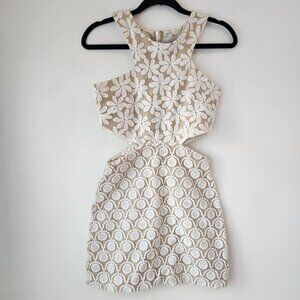 Shakuhachi Floral Lace Embroidered Mini Dress Cut-Outs Wedding Women's XS